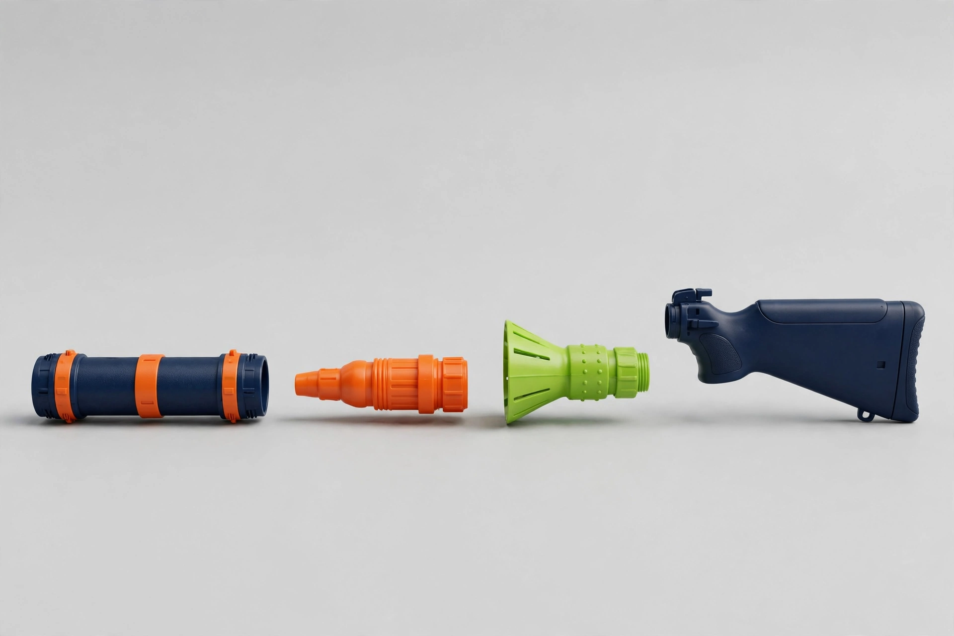 TORRENT accessories: barrel extension, high flow nozzle, wide fan nozzle, shoulder stock